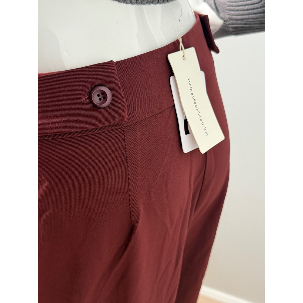 Commense Vintage Pleated Wide-Leg Pants Burgundy size M - Picture 14 of 14